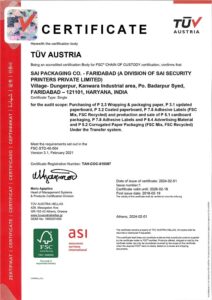"We use FSC® certified materials from responsibly managed forests."